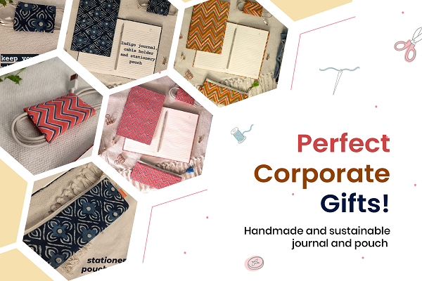 Handmade and sustainable journal and pouch – perfect corporate gifts!