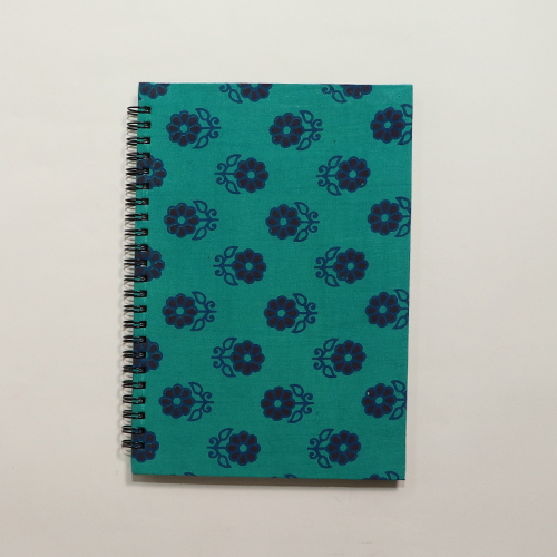 Dark green and blue floral print journal 