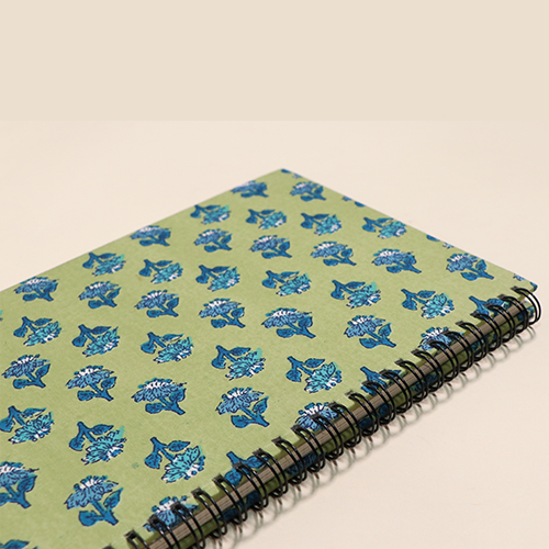  Sage green and blue floral print journal