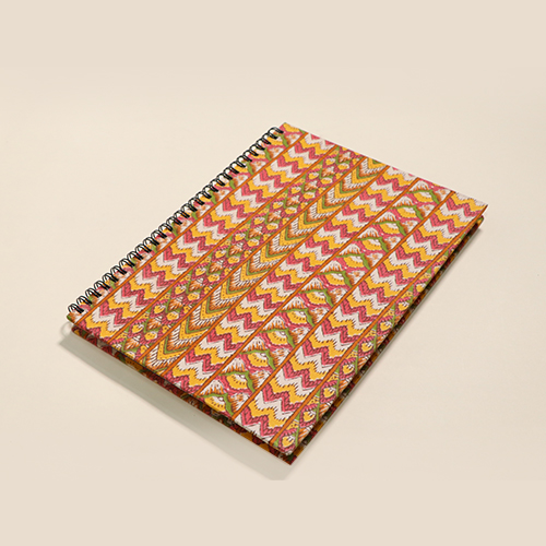 Pink and yellow zig zag print journal