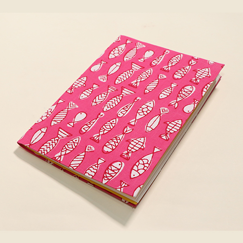 A5-Pink fish print journal 