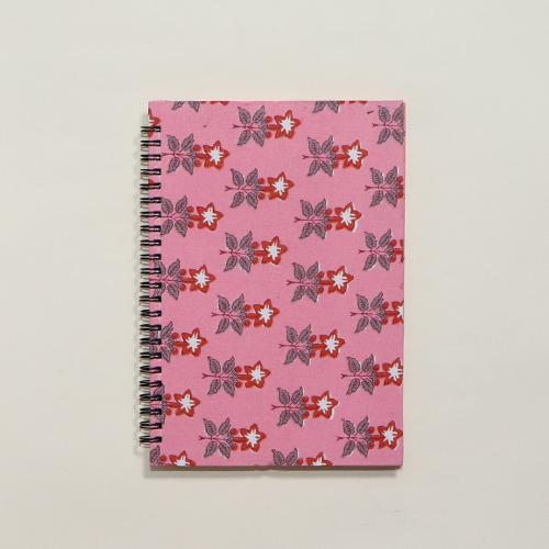 Pink and red floral print journal