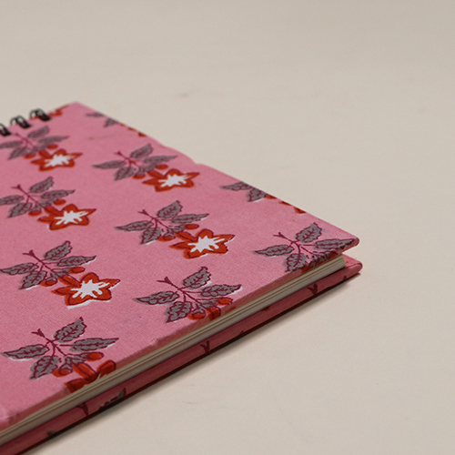 Pink and red floral print journal