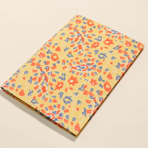 A5-Beige yellow and floral print journal 